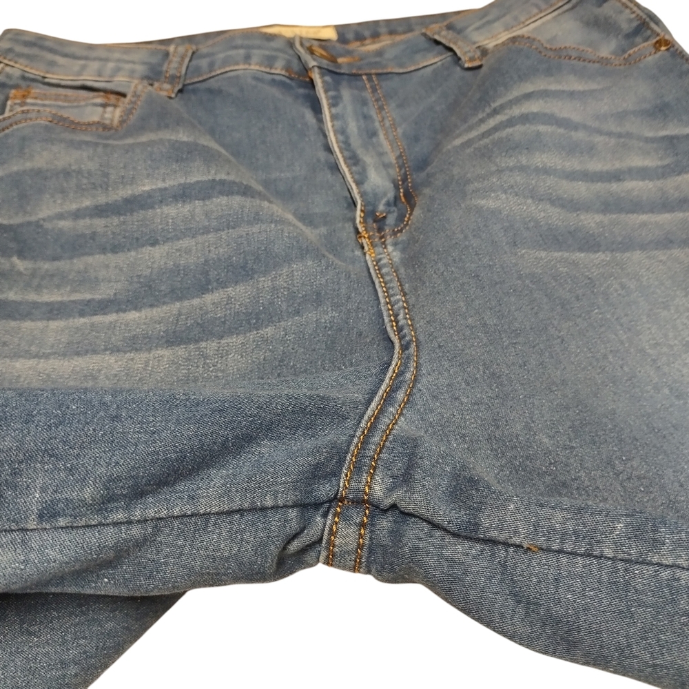 Machine Pour Neuf Mode Wide Leg Jeans Blue Denim Side Slit Raw Hem Size 10/12 - Picture 7 of 12